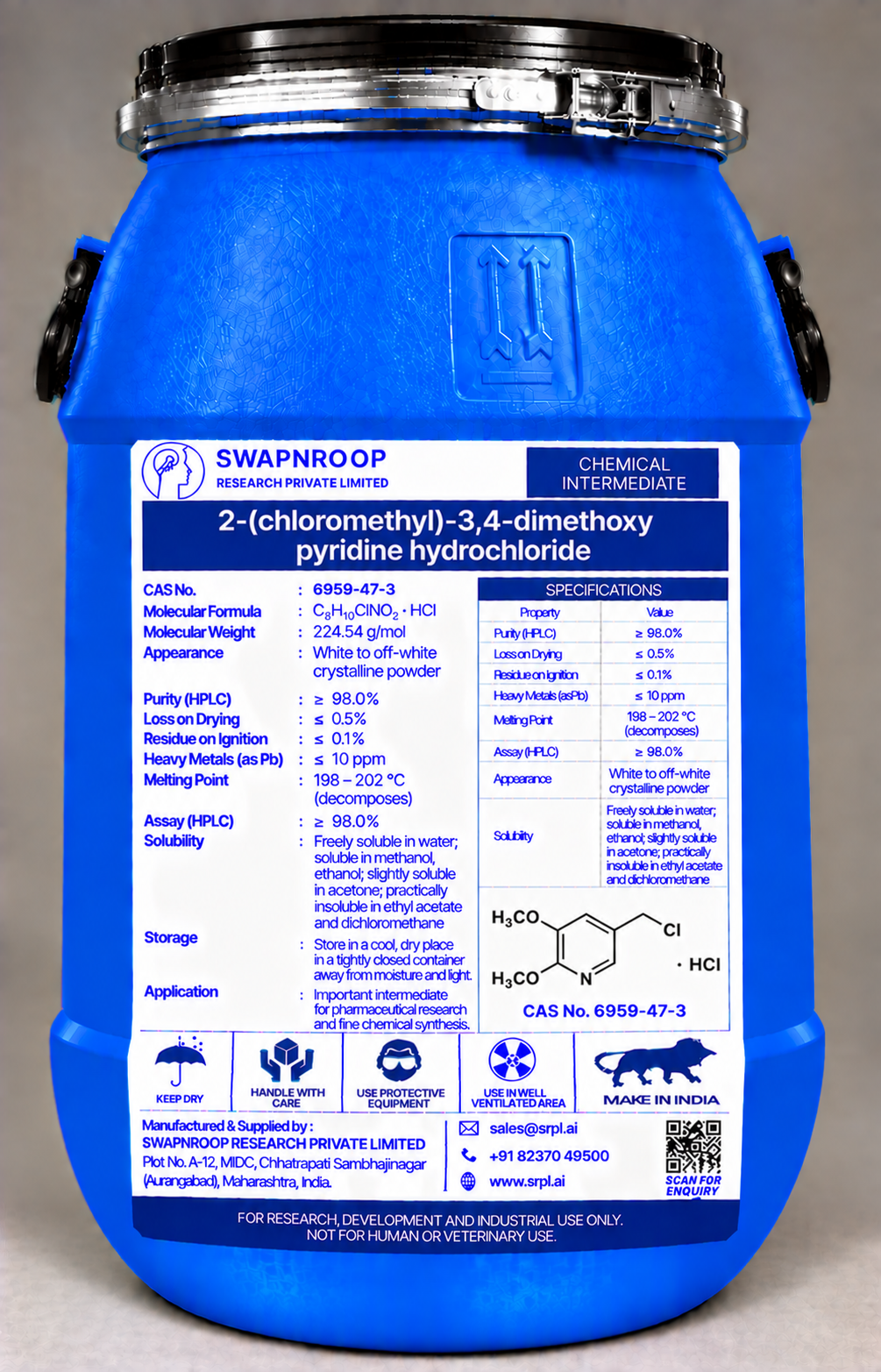 2-(chloromethyl)-3,4-dimethoxy pyridine hydrochloride