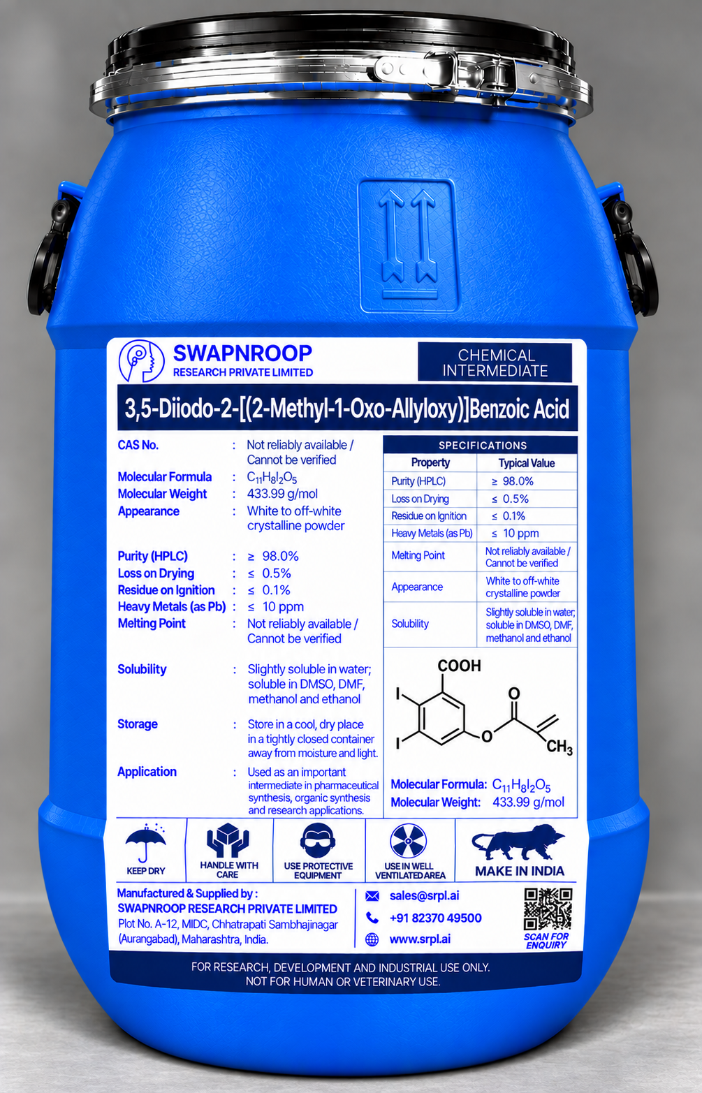3,5-Diiodo-2-[(2-Methyl-1-Oxo-Allyloxy)]Benzoic Acid