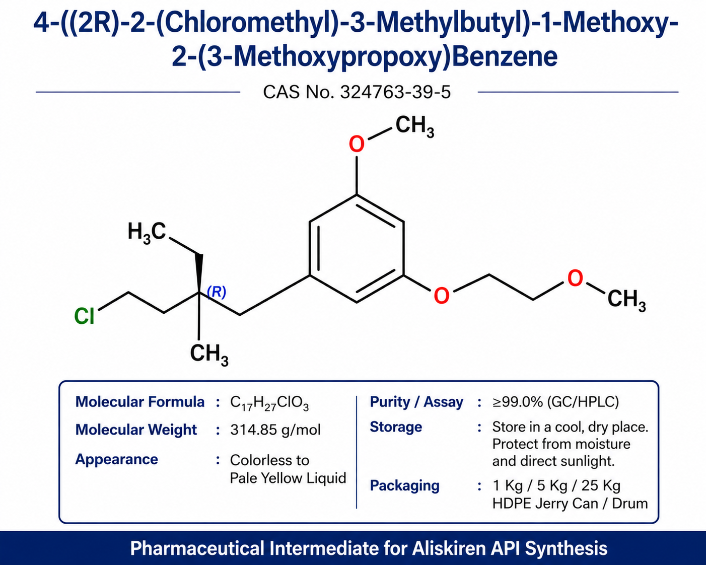 4-((2R)-2-(Chloromethyl)-3-Methylbutyl)-1-Methoxy-2-(3-Methoxypropoxy)Benzene