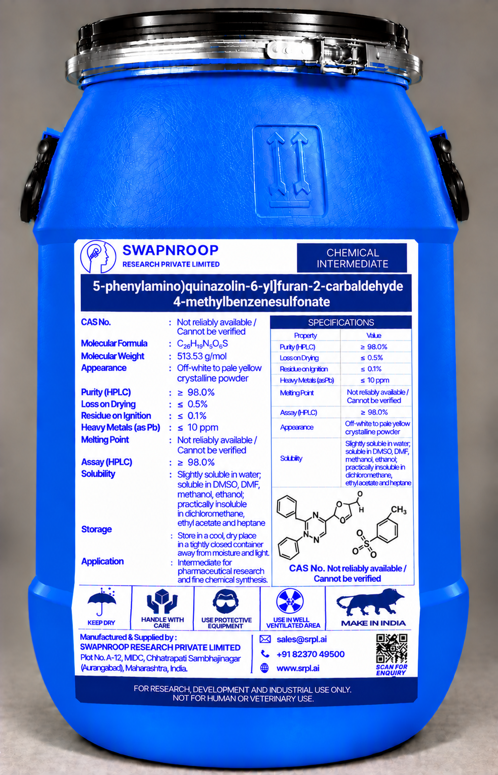 5-phenylamino)quinazolin-6-yl]furan-2-carbaldehyde 4-methylbenzenesulfonate