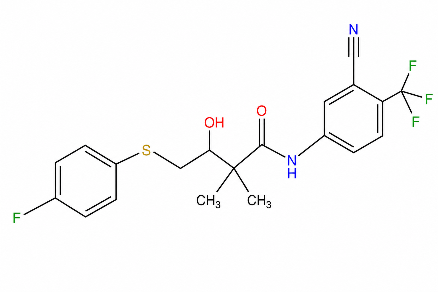 N-(4-Cyano-3-(Trifluoromethyl)Phenyl)-3-((4-Fluorophenyl)Thio)-2-Hydroxy-2-Methylpropionamide