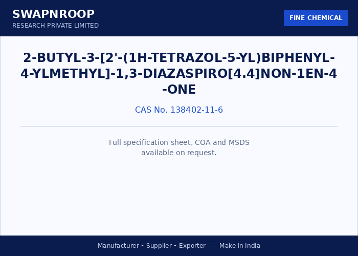 2-BUTYL-3-[2'-(1H-TETRAZOL-5-YL)BIPHENYL-4-YLMETHYL]-1,3-DIAZASPIRO[4.4]NON-1EN-4-ONE