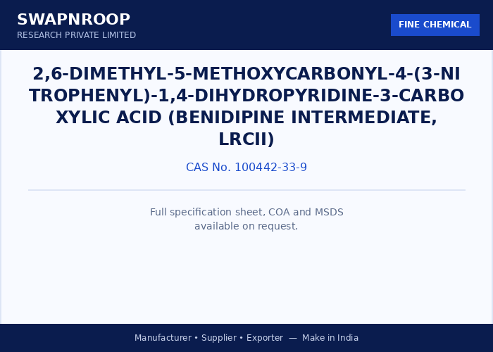 2,6-dimethyl-5-methoxycarbonyl-4-(3-nitrophenyl)-1,4-dihydropyridine-3-carboxylic acid (Benidipine intermediate, LRCII)
