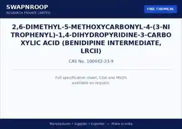 2,6-dimethyl-5-methoxycarbonyl-4-(3-nitrophenyl)-1,4-dihydropyridine-3-carboxylic acid (Benidipine intermediate, LRCII) CAS 100442-33-9 - SRPL