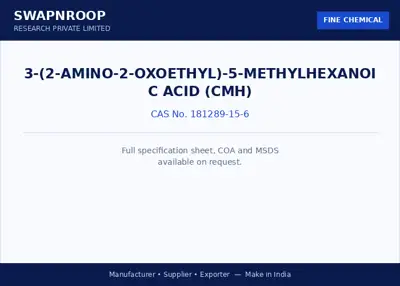 3-(2-Amino-2-oxoethyl)-5-methylhexanoic Acid (CMH) CAS 181289-15-6 - SRPL