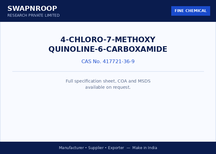 4-Chloro-7-methoxy quinoline-6-Carboxamide