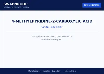 4-Methylpyridine-2-carboxylic Acid (CAS 4021-08-3) - manufacturer, supplier & exporter India - SRPL