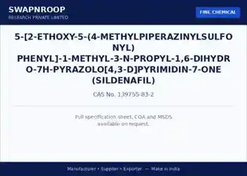 5-[2-ethoxy-5-(4-methylpiperazinylsulfonyl) phenyl]-1-methyl-3-n-propyl-1,6-dihydro-7H-pyrazolo[4,3-d]pyrimidin-7-one (Sildenafil) CAS 139755-83-2 - SRPL