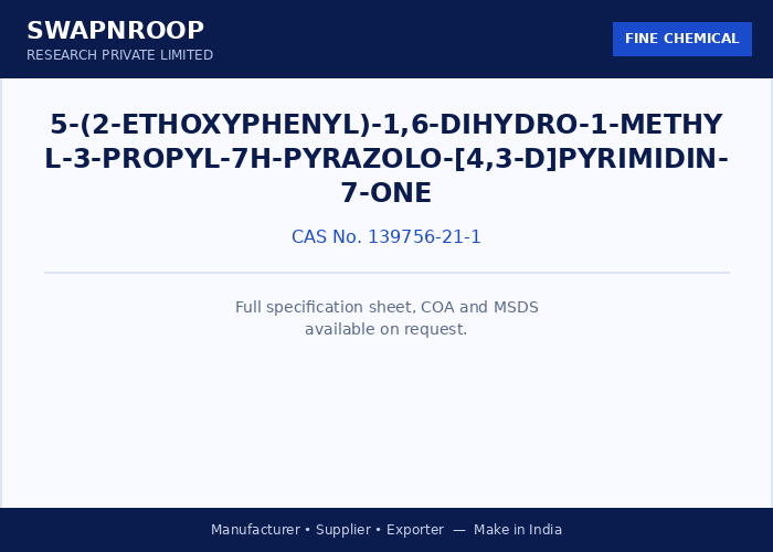 5-(2-Ethoxyphenyl)-1,6-Dihydro-1-Methyl-3-Propyl-7h-Pyrazolo-[4,3-d]Pyrimidin-7-one