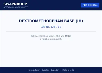 Dextromethorphan Base (IH) (CAS 125-71-3) - manufacturer, supplier & exporter India - SRPL