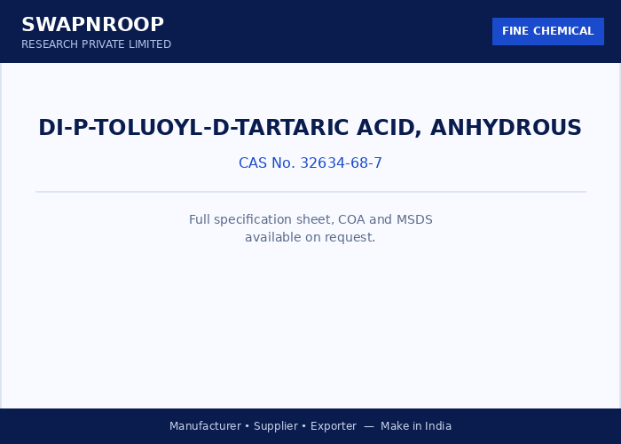 Di-p-Toluoyl-D-Tartaric Acid, Anhydrous
