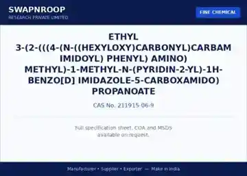 Ethyl 3-(2-(((4-(N-((hexyloxy)carbonyl)carbamimidoyl) phenyl) amino) methyl)-1-methyl-N-(pyridin-2-yl)-1H- benzo[d] imidazole-5-carboxamido) propanoate CAS 211915-06-9 - SRPL