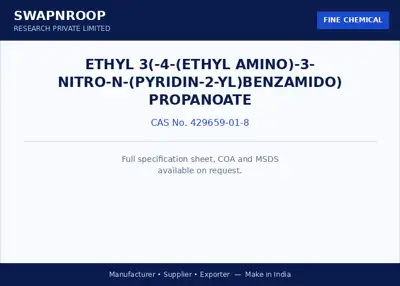 Ethyl 3(-4-(ethyl amino)-3- nitro-N-(pyridin-2-yl)benzamido) propanoate CAS 429659-01-8 - SRPL