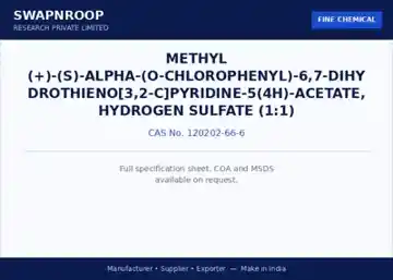 Methyl (+)-(S)-alpha-(o-chlorophenyl)-6,7-dihydrothieno[3,2-c]pyridine-5(4H)-acetate, hydrogen sulfate (1:1) CAS 120202-66-6 - SRPL