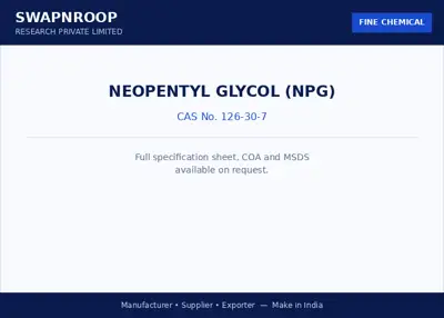Neopentyl Glycol (NPG) (CAS 126-30-7) - manufacturer, supplier & exporter India - SRPL