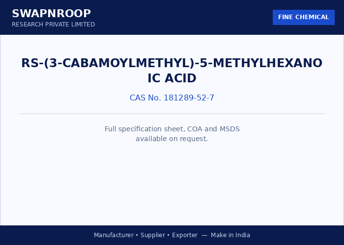 RS-(3-Cabamoylmethyl)-5-Methylhexanoic Acid