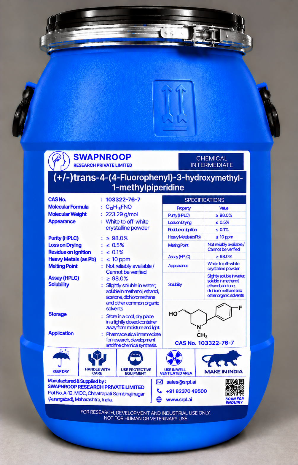 (+/-)trans-4-(4-Fluorophenyl)-3-hydroxymethyl-1-methylpiperidine